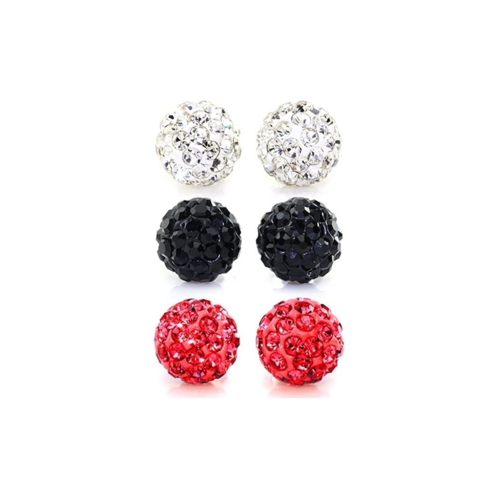 Crystal Ball Rhinestone Stud Earrings Set